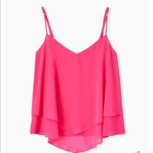 NWT 🎀NEON PINK CHIFFONDOUBLE LAYER HANDKERCHIEF SWING CAMI🎀